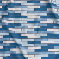 "Ernst-Reuter-Platz Blue Bricks" Elegant Poplin Cotton Fabric