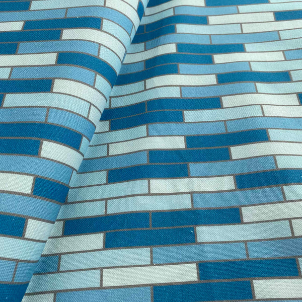 "Ernst-Reuter-Platz Blue Bricks" Signature Canvas Cotton Fabric