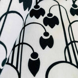"Whispering Tulips-Black on White" Elegant Poplin Cotton Fabric