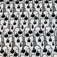 "Whispering Tulips-Black on White" Elegant Poplin Cotton Fabric