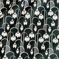 "Whispering Tulips-White on Black" Elegant Poplin Cotton Fabric