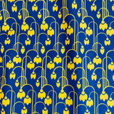 "Whispering Tulips-Mustard on Blue" Signature Canvas Cotton Fabric