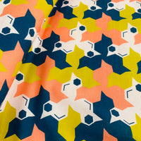 "Geometric Birds-Rose Mustard" Elegant Poplin Cotton Fabric
