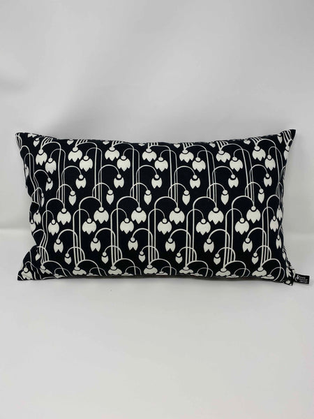 "Whispering Tulips-White on Black" 30x50cm cushion cover