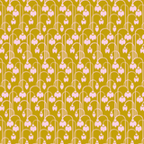 "Whispering Tulips-Rose on Mustard" Elegant Poplin Cotton Fabric